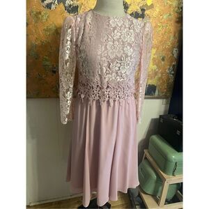 WOW NWT $138 Vintage Mavinette Pink Lace & Poly Mother of The Bride Formal Dress